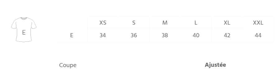 tableau des taille veste softshell R231F