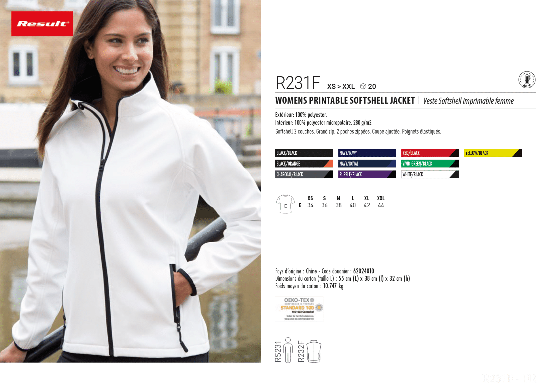 fiche technique softshell R231F