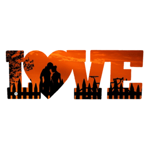 cadre photo metal LOVE sur pied a poser sur un meuble