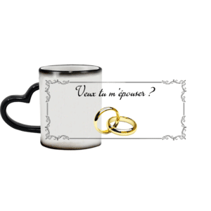 Mug magique "Veux-tu m'épouser" alliances anse cœur