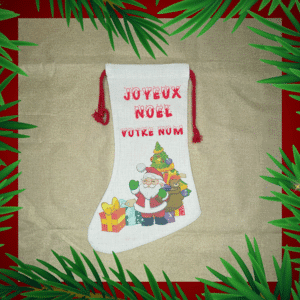 chaussette noel blanche pere noel personalisée