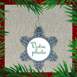 déco sapin de noel flocon argenté personnalisable avec photo