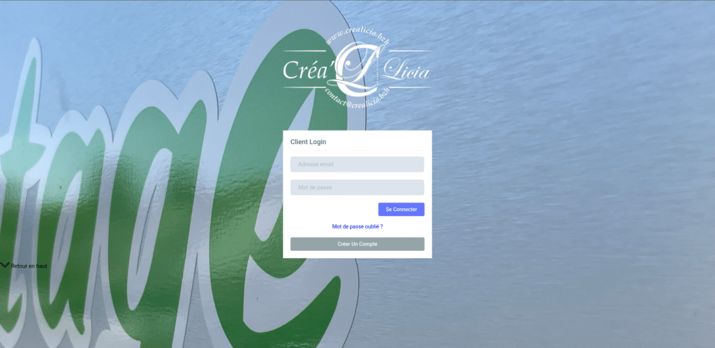 Page de connexion espace client crealicia