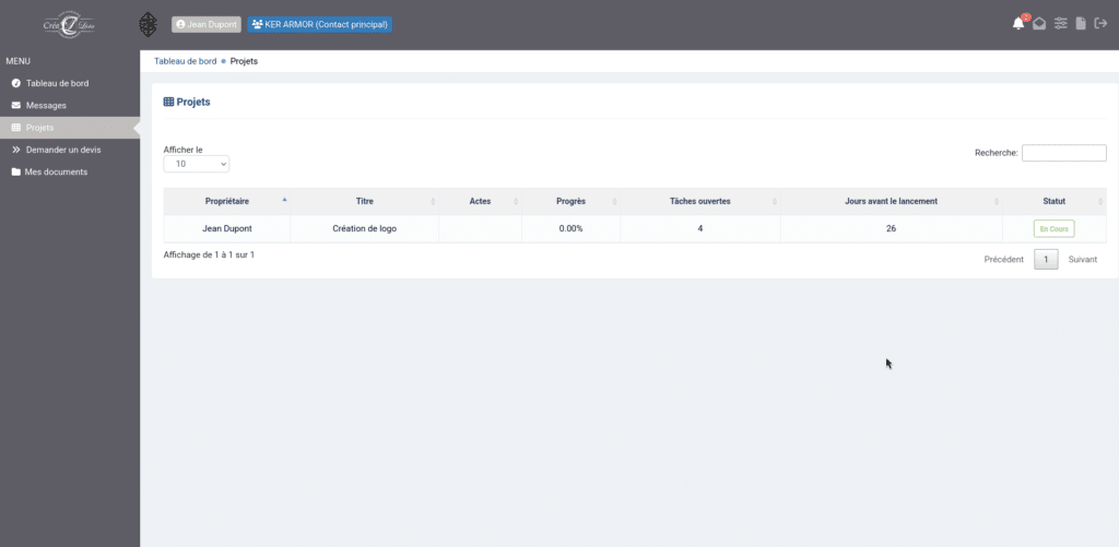 Capture page projets espace-client