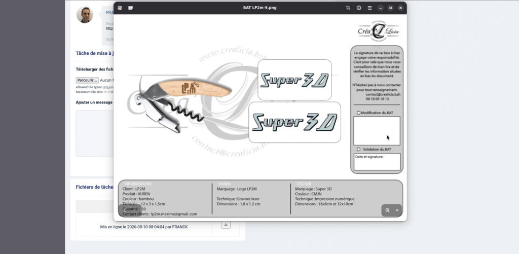 Consultation d'un document sur l'espace client
