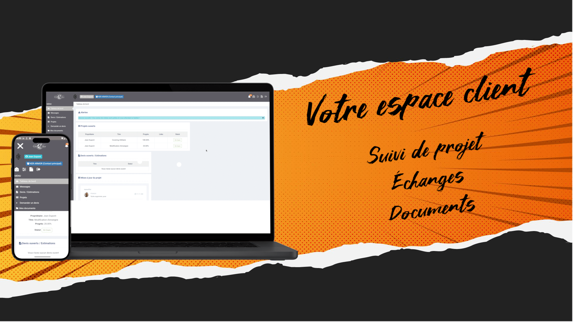 Espace client sur PC et smartphone